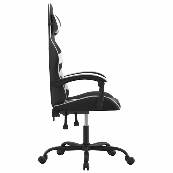 Fotel Gamingowy z Ekoskóry Ergonomiczny Czarno-Biały do Biurka dla Gracza, 9441381