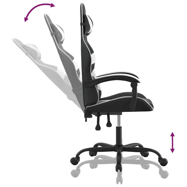 Fotel Gamingowy z Ekoskóry Ergonomiczny Czarno-Biały do Biurka dla Gracza, 9441383