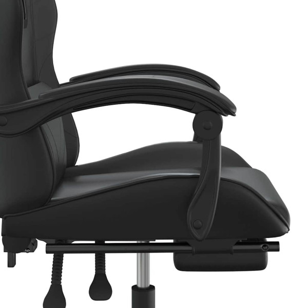Fotel Gamingowy z Ekoskóry z Podnóżkiem Obrotowy Czarny do Biurka, 9441429