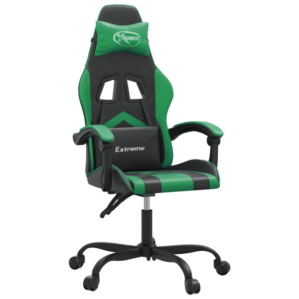 Fotel Gamingowy z Ekoskóry Obrotowy Ergonomiczny Czarno-Zielony do Biurka, 9441449