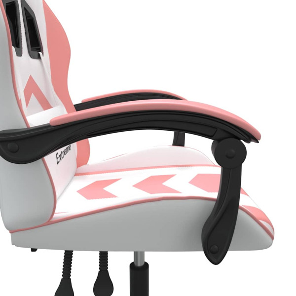 Fotel Gamingowy z Ekoskóry Ergonomiczny Biało-Różowy do Biurka dla Gracza, 9441471
