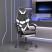 Fotel Gamingowy z Ekoskóry z Podnóżkiem Ergonomiczny Czarno-Biały do Biurka, 9441493