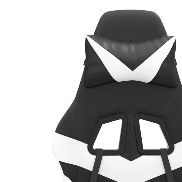 Fotel Gamingowy z Ekoskóry z Podnóżkiem Ergonomiczny Czarno-Biały do Biurka, 9441503