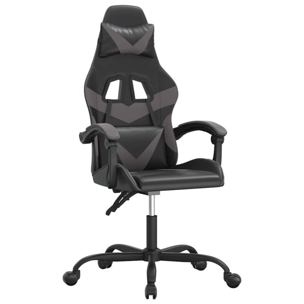 Fotel Gamingowy z Ekoskóry Ergonomiczny Czarno-Szary do Biurka dla Gracza, 9441507