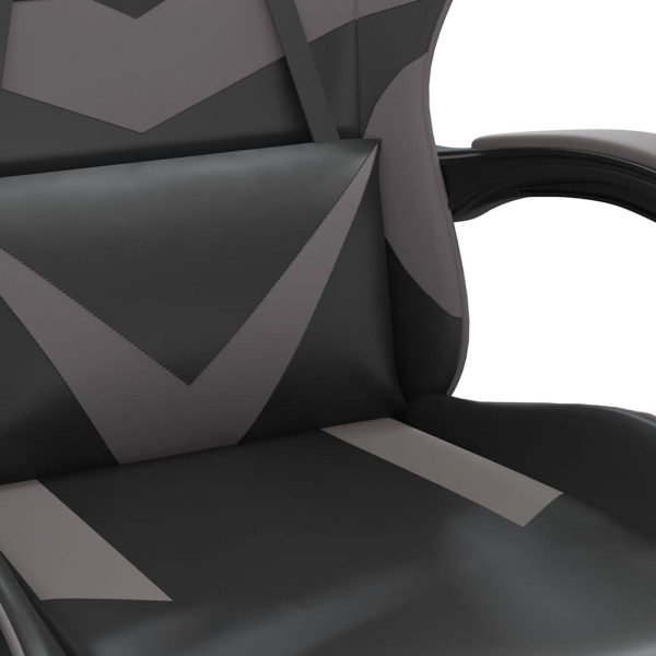 Fotel Gamingowy z Ekoskóry Ergonomiczny Czarno-Szary do Biurka dla Gracza, 9441514