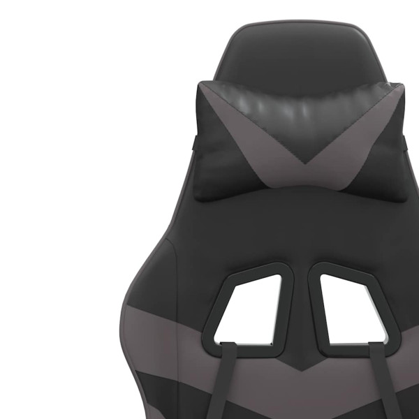 Fotel Gamingowy z Ekoskóry Ergonomiczny Czarno-Szary do Biurka dla Gracza, 9441517