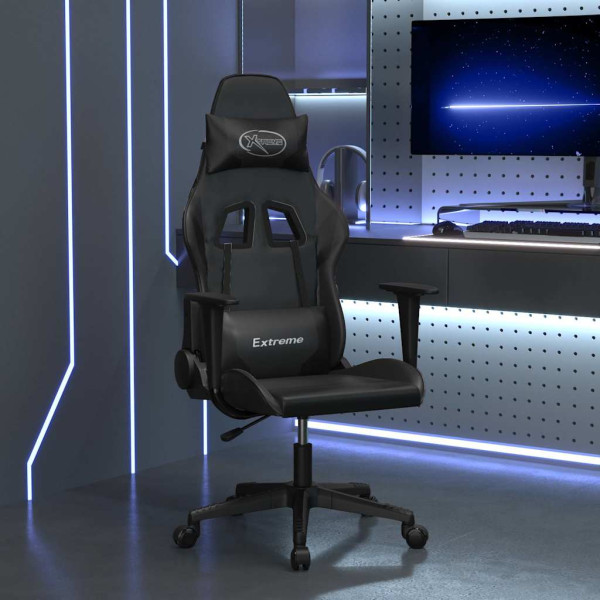 Fotel Gamingowy z Ekoskóry Ergonomiczny z Podłokietnikami Czarny do Biurka, 9441580