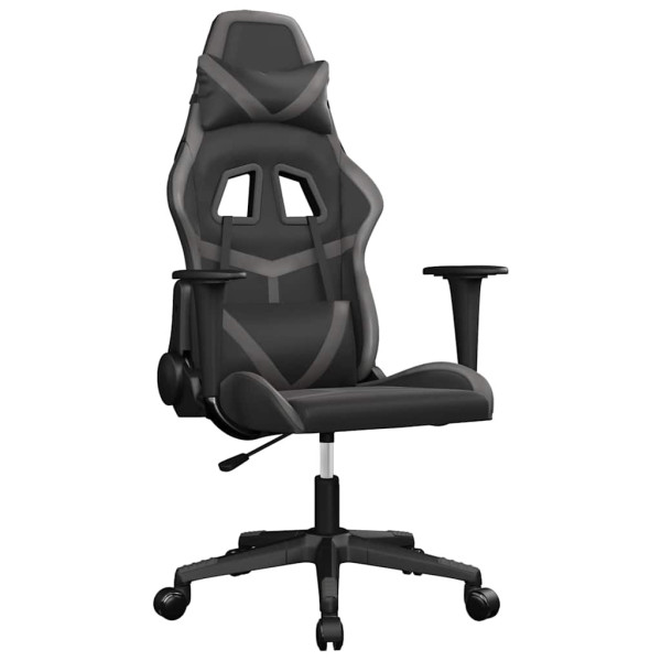 Fotel Gamingowy z Ekoskóry Ergonomiczny Czarno-Szary do Biurka dla Gracza, 9441607