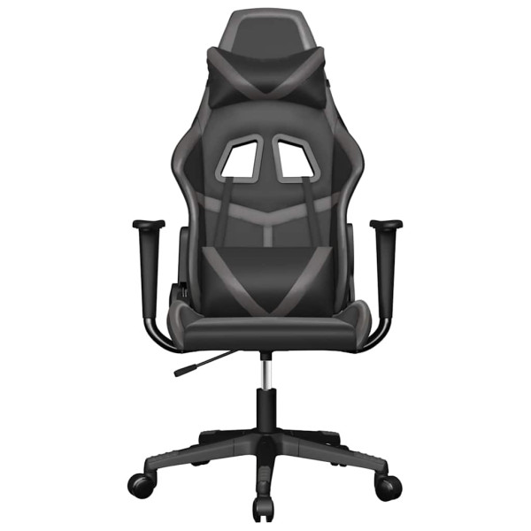 Fotel Gamingowy z Ekoskóry Ergonomiczny Czarno-Szary do Biurka dla Gracza, 9441609