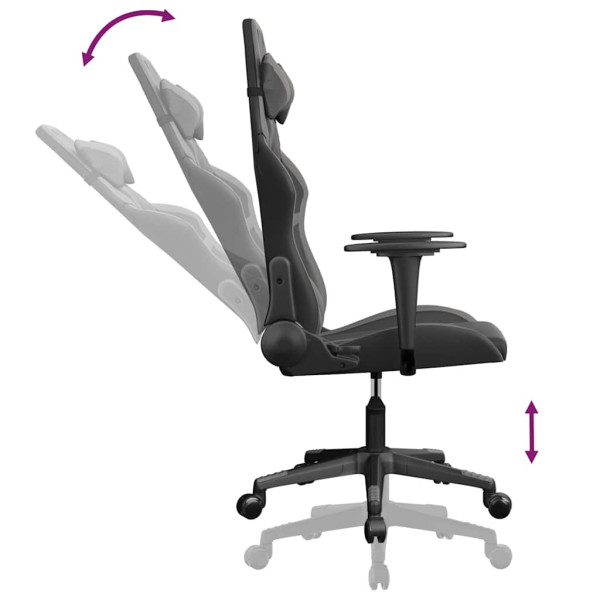 Fotel Gamingowy z Ekoskóry Ergonomiczny Czarno-Szary do Biurka dla Gracza, 9441611