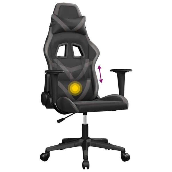 Fotel Gamingowy z Ekoskóry Ergonomiczny Czarno-Szary do Biurka dla Gracza, 9441612