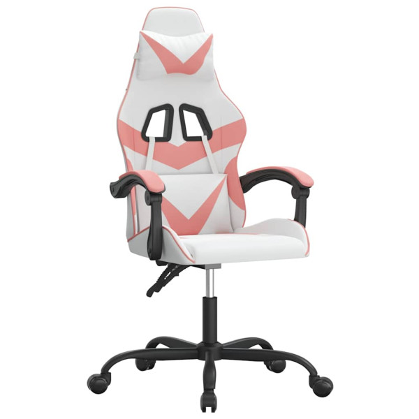 Fotel Gamingowy z Ekoskóry Ergonomiczny Biało-Różowy do Biurka dla Gracza, 9441636