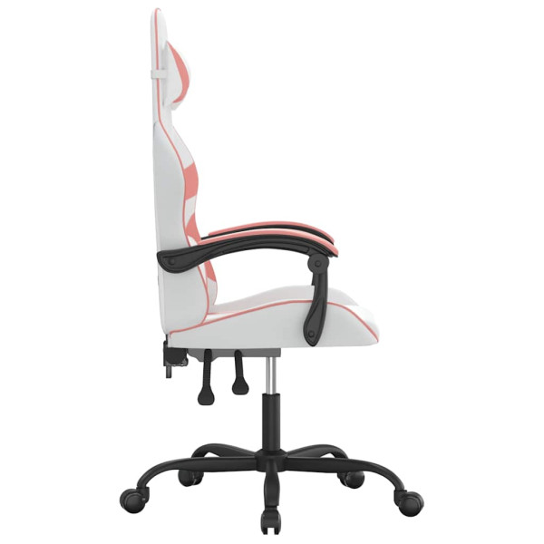 Fotel Gamingowy z Ekoskóry Ergonomiczny Biało-Różowy do Biurka dla Gracza, 9441639