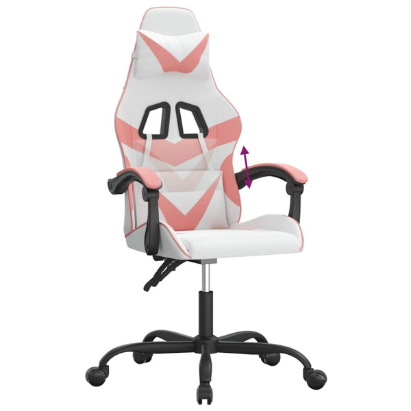 Fotel Gamingowy z Ekoskóry Ergonomiczny Biało-Różowy do Biurka dla Gracza, 9441641