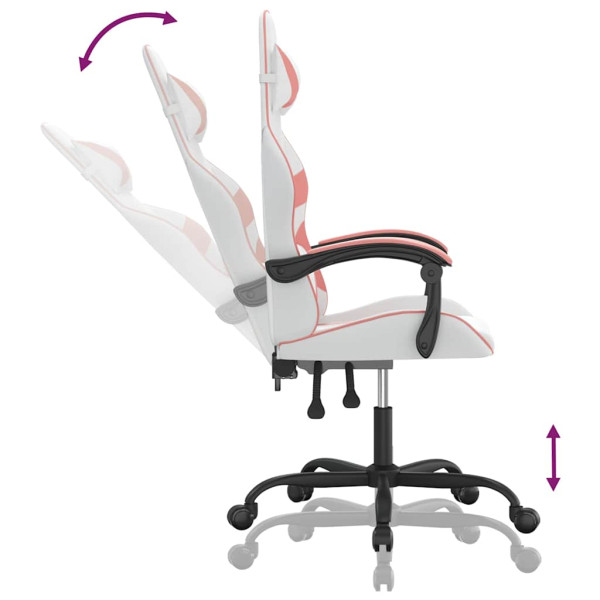 Fotel Gamingowy z Ekoskóry Ergonomiczny Biało-Różowy do Biurka dla Gracza, 9441642