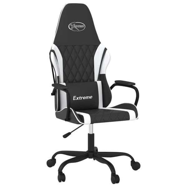 Fotel Gamingowy z Ekoskóry Ergonomiczny Czarno-Biały do Biurka dla Gracza, 9441671