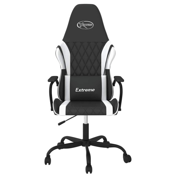 Fotel Gamingowy z Ekoskóry Ergonomiczny Czarno-Biały do Biurka dla Gracza, 9441673