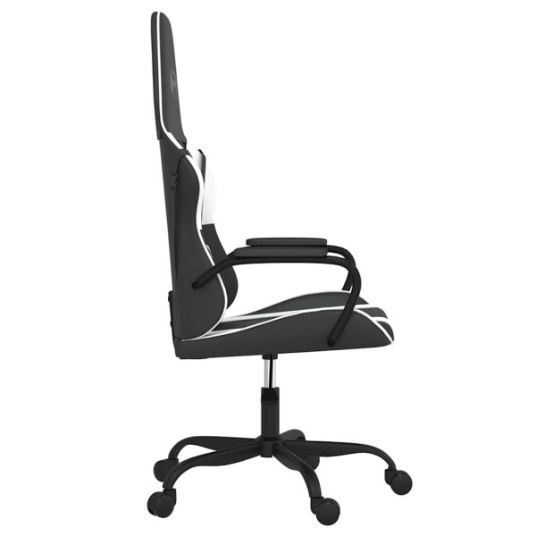 Fotel Gamingowy z Ekoskóry Ergonomiczny Czarno-Biały do Biurka dla Gracza, 9441674