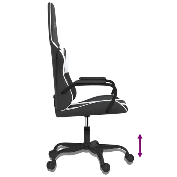 Fotel Gamingowy z Ekoskóry Ergonomiczny Czarno-Biały do Biurka dla Gracza, 9441676