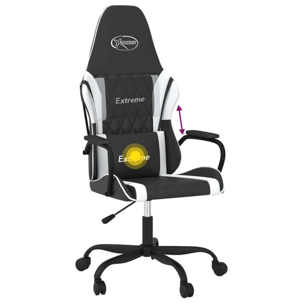 Fotel Gamingowy z Ekoskóry Ergonomiczny Czarno-Biały do Biurka dla Gracza, 9441677