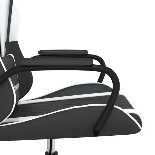 Fotel Gamingowy z Ekoskóry Ergonomiczny Czarno-Biały do Biurka dla Gracza, 9441678