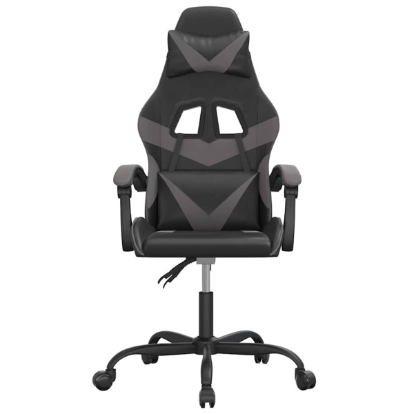 Fotel Gamingowy z Ekoskóry Obrotowy Ergonomiczny Czarno-Szary do Biurka, 9441726
