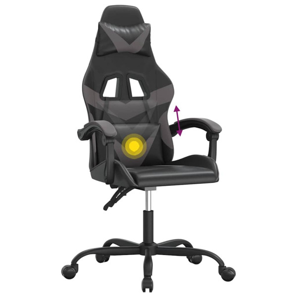Fotel Gamingowy z Ekoskóry Obrotowy Ergonomiczny Czarno-Szary do Biurka, 9441734