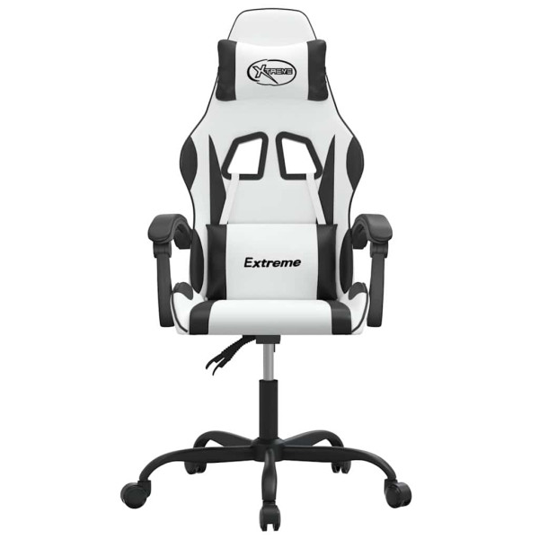 Fotel Gamingowy z Ekoskóry Obrotowy Ergonomiczny Biało-Czarny do Biurka, 9441755