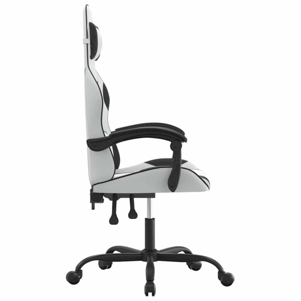 Fotel Gamingowy z Ekoskóry Obrotowy Ergonomiczny Biało-Czarny do Biurka, 9441756
