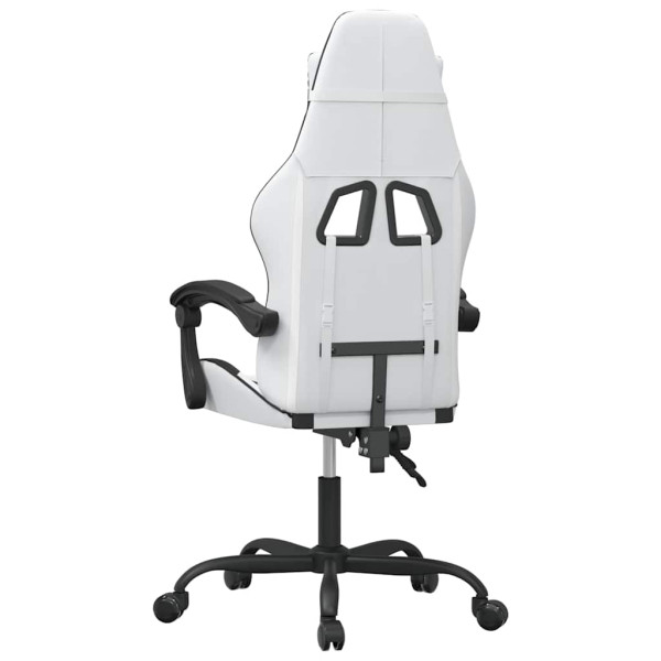 Fotel Gamingowy z Ekoskóry Obrotowy Ergonomiczny Biało-Czarny do Biurka, 9441757