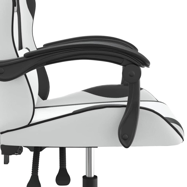 Fotel Gamingowy z Ekoskóry Obrotowy Ergonomiczny Biało-Czarny do Biurka, 9441759