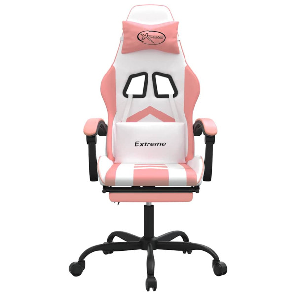 Fotel Gamingowy z Ekoskóry z Podnóżkiem Ergonomiczny Biało-Różowy do Biurka, 9441783