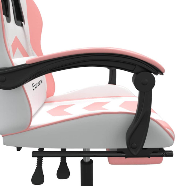 Fotel Gamingowy z Ekoskóry z Podnóżkiem Ergonomiczny Biało-Różowy do Biurka, 9441790