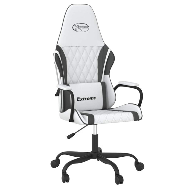 Fotel Gamingowy z Ekoskóry Ergonomiczny Biało-Czarny do Biurka dla Gracza, 9441866