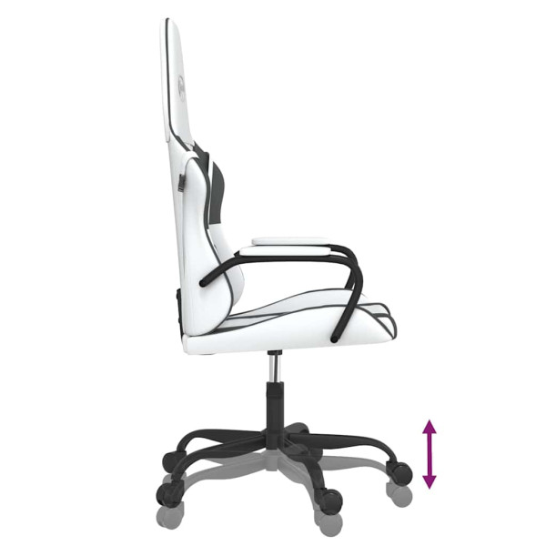 Fotel Gamingowy z Ekoskóry Ergonomiczny Biało-Czarny do Biurka dla Gracza, 9441871