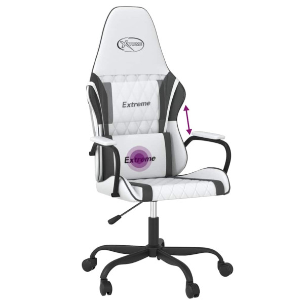 Fotel Gamingowy z Ekoskóry Ergonomiczny Biało-Czarny do Biurka dla Gracza, 9441872