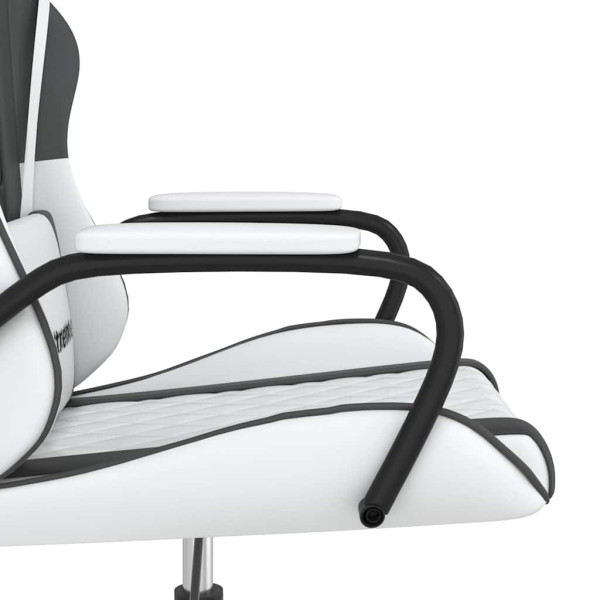 Fotel Gamingowy z Ekoskóry Ergonomiczny Biało-Czarny do Biurka dla Gracza, 9441873