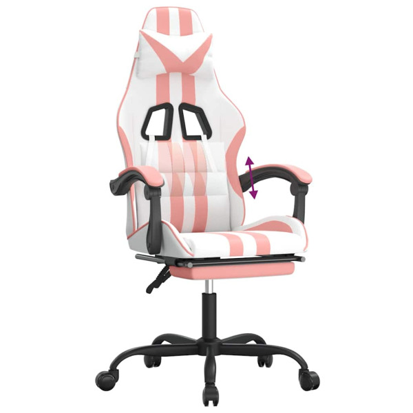 Fotel Gamingowy z Ekoskóry z Podnóżkiem Ergonomiczny Biało-Różowy do Biurka, 9441901