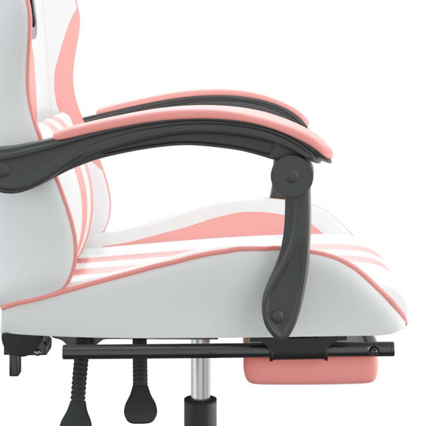 Fotel Gamingowy z Ekoskóry z Podnóżkiem Ergonomiczny Biało-Różowy do Biurka, 9441904