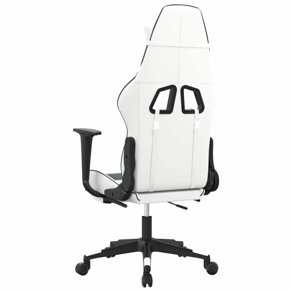 Fotel Gamingowy z Ekoskóry z Podnóżkiem Ergonomiczny Biało-Czarny do Biurka, 9441947