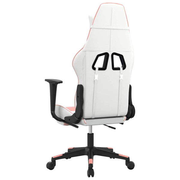 Fotel Gamingowy z Ekoskóry Ergonomiczny Biało-Różowy do Biurka dla Gracza, 9441962