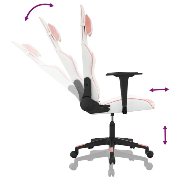 Fotel Gamingowy z Ekoskóry Ergonomiczny Biało-Różowy do Biurka dla Gracza, 9441963