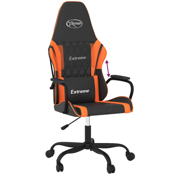 Fotel Gamingowy z Ekoskóry Ergonomiczny Czarno-Pomarańczowy do Biurka, 9442040