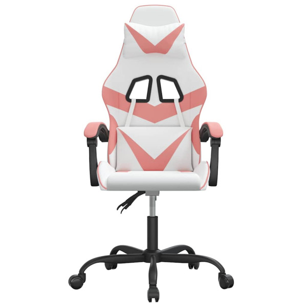 Fotel Gamingowy z Ekoskóry Obrotowy Ergonomiczny Biało-Różowy do Biurka, 9442077