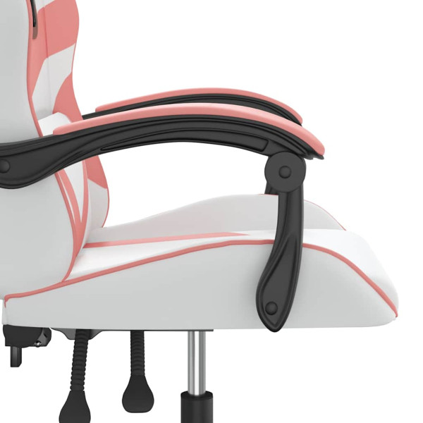 Fotel Gamingowy z Ekoskóry Obrotowy Ergonomiczny Biało-Różowy do Biurka, 9442081