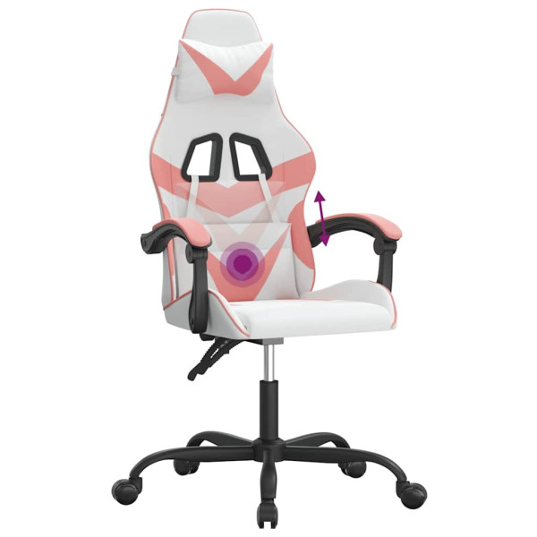 Fotel Gamingowy z Ekoskóry Obrotowy Ergonomiczny Biało-Różowy do Biurka, 9442085