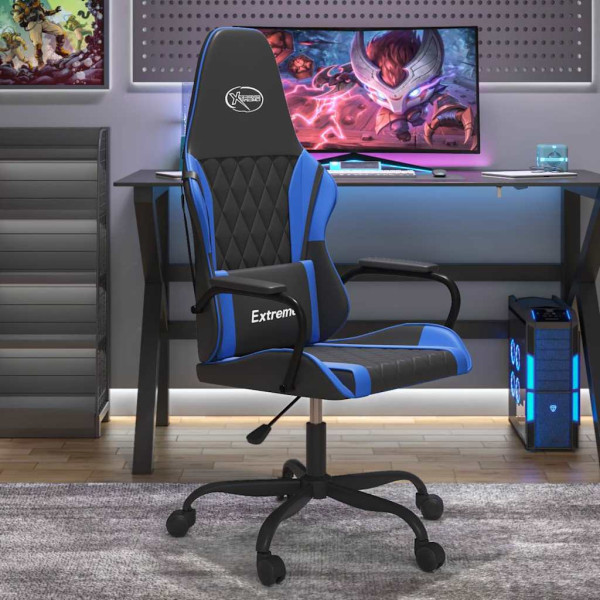 Fotel Gamingowy z Ekoskóry Ergonomiczny Czarno-Niebieski do Biurka, 9442169