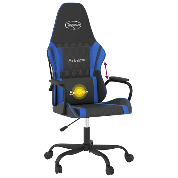 Fotel Gamingowy z Ekoskóry Ergonomiczny Czarno-Niebieski do Biurka, 9442174