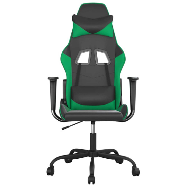 Fotel Gamingowy z Ekoskóry Ergonomiczny Czarno-Zielony do Biurka dla Gracza, 9442184