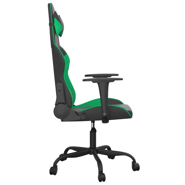 Fotel Gamingowy z Ekoskóry Ergonomiczny Czarno-Zielony do Biurka dla Gracza, 9442185